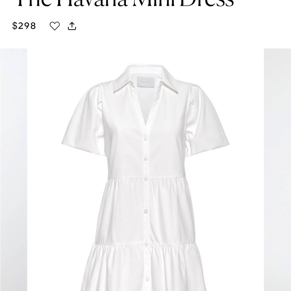 NWT Brochu Walker Havana Mini Dress White Tiered Puff Sleeve Button Front Large - Picture 2 of 16